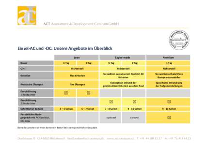    	
   Einzel-­‐AC	
  und	
  -­‐DC:	
  Unsere	
  Angebote	
  im	
  Überblick	
  	
  	
  	
   Lean	
  