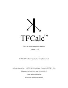TFCalc  ™ Thin Film Design Software for Windows Version