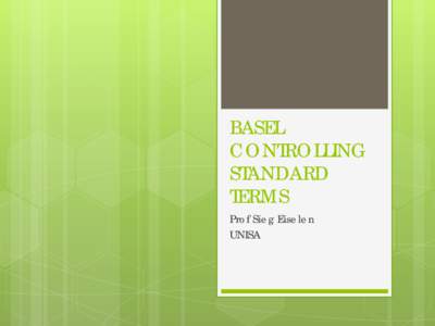 BASEL CONTROLLING STANDARD TERMS