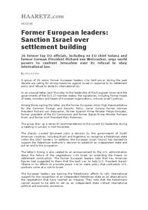 [removed]Former European leaders: Sanction Israel over settlement building 26 former top EU officials, including ex EU chief Solana and