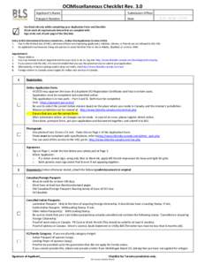 OCIMiscellaneous Checklist Rev. 3.0 Applicant’s Name Submission Officer  Passport Number