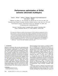 Performance optimization of Si/Gd extreme ultraviolet multilayers David L. Windt,1,* Jeffrey A. Bellotti,1 Benjawan Kjornrattanawanich,2