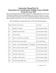 Instruction manual part 2b Instructions for classifying the multiple causes of death errata for year 2012