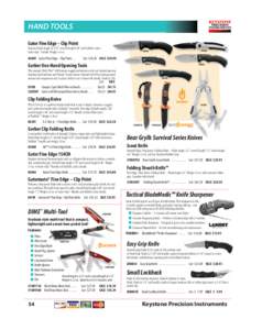 KPI2016 catalog_BRD_Final.qxp_Layout:57 PM Page 54  HAND TOOLS Gator Fine Edge – Clip Point  Features blade length of 3.76˝, overall length 8.58˝ and ballistic nylon