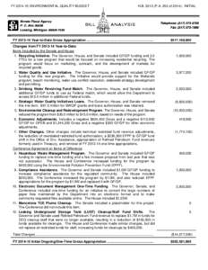 FY[removed]ENVIRONMENTAL QUALITY BUDGET  H.B[removed]P.A. 252 of 2014): INITIAL FY[removed]Year-to-Date Gross Appropriation ........................................................................ Changes from FY[removed] 