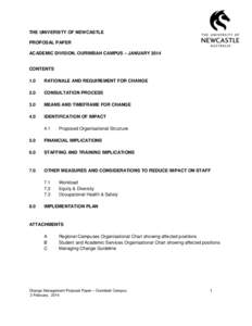 THE UNIVERSITY OF NEWCASTLE PROPOSAL PAPER ACADEMIC DIVISION, OURIMBAH CAMPUS – JANUARY 2014 CONTENTS 1.0