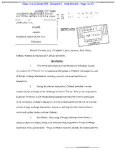 Case 1:15-cvJPO Document 1 FiledPage 1 of 13  Case 1:15-cvJPO Document 1 FiledPage 2 of 13 corresponding, but offsetting foreign exchange transactions, one with the customer and one wit