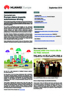 September 2014 TOP STORY / RESEARCH & INNOVATION Connected cars  Europe steers towards