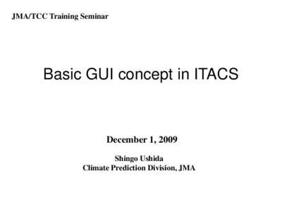 JMA/TCC Training Seminar  Basic GUI concept in ITACS December 1, 2009 Shingo Ushida