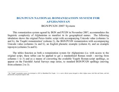 Microsoft Word - Afghan Romanization System - Approved from 27th BGN PCGN Conference