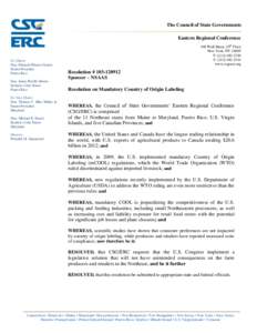 Country of Origin Labeling / Political geography / Americas / Territories of the United States / Council of State Governments / Jaime Perelló / Puerto Rico