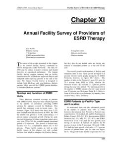 USRDS 1998 Annual Data Report  Facility Survey of Providers of ESRD Therapy Chapter XI Annual Facility Survey of Providers of