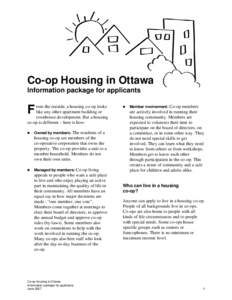 Housing cooperative / Townhouse / Sandy Hill / Subsidized housing / Apartment / Ontario Co-operative Association / Social programs / Real estate / Housing