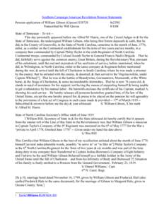 Southern Campaign American Revolution Pension Statements Pension application of William Gibson (Gipson) S38728 Transcribed by Will Graves fn23NC[removed]