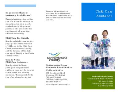 Child Care Assistance Revised April 2013.indd