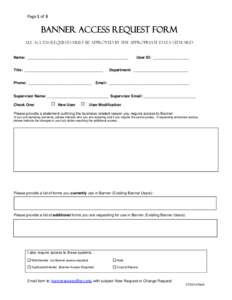 Page 1 of 3    Banner Access Request Form   All access requests must be approved by the appropriate Data Steward