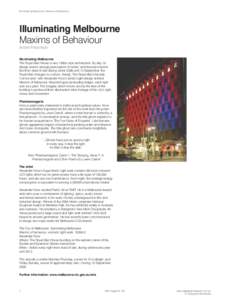 Illuminating Melbourne: Maxims of Behaviour  Illuminating Melbourne Maxims of Behaviour  Anne Paterson