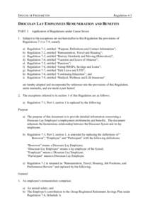 DIOCESE OF FREDERICTON  Regulation 4-3 DIOCESAN LAY EMPLOYEES REMUNERATION AND BENEFITS PART 1: Application of Regulations under Canon Seven