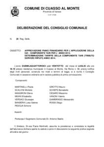 2014 Delibera Piano Finanziario e tariffe TARI