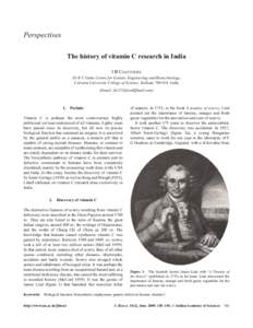 The history of vitamin C research in India  185 Perspectives The history of vitamin C research in India