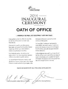 Oath of office - Councillor Andrea Reimer