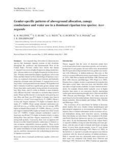 Tree Physiology 28, 1383–1394 © 2008 Heron Publishing—Victoria, Canada Gender-specific patterns of aboveground allocation, canopy conductance and water use in a dominant riparian tree species: Acer negundo