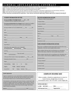 aL I B E R A L A R T S L E A R N I N G C O N T R A C Tvin To register for a credit-bearing, major-related work experience (detailed instructions / special information printed on back of this form): Step 1: Develop a cour