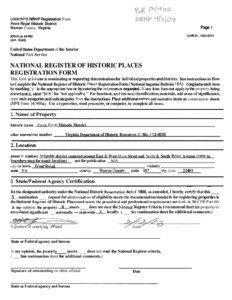 USDIMPS NRHP Registration Form Front Royal Historic District Warren County, Virginia