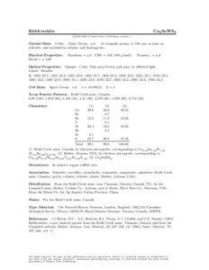 Bisbee /  Arizona / Geography of Arizona / Ore / Altaite / Ontario Northland Railway / Scheelite / Chemistry / Xstrata / Mining / Kidd Mine