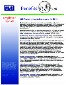 Benefits  cus October | 2011  Employer