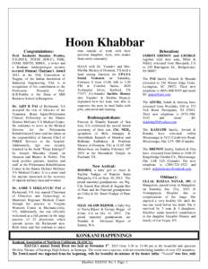 Hoon Khabbar Congratulations: Prof. Kadambi Ramdas Prabhu, P.D.IND.E. PGCM (IIM-C), FIIIE, FIAM, MISTD, MIMA, a writer and a Konkani Anthropologist recently