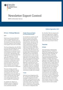 Newsletter Export Control BAFA‘s Information Service Edition September 2013 EU Law / Embargo Measures Syria
