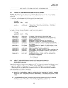 NAS15[removed]Modification 2079 SECTION H – SPECIAL CONTRACT REQUIREMENTS  H.1