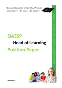 QASSP Head of Learning Position Paper  March 2014