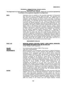 ANNEXURE S PROVINCIAL ADMINISTRATION: KWAZULU NATAL DEPARTMENT OF HEALTH This Department is an equal opportunity, affirmative action employer, whose aim is to promote representivity in all levels of all occupational cate