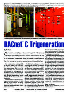 This article was published in ASHRAE Journal, NovemberCopyright 2009 American Society of Heating, Refrigerating and Air-Conditioning Engineers, Inc. Posted at www.ashrae.org. This article may not be copied and/or 