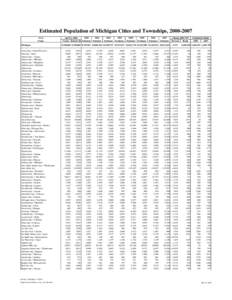 Estimated Population of Michigan Cities and Townships, [removed]Area Name Michigan Acme twp. / Grand Traverse Ada twp. / Kent