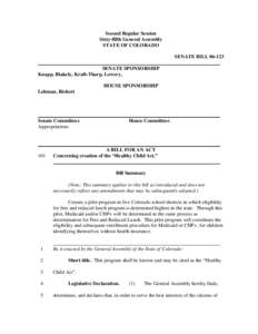 Second Regular Session Sixty-fifth General Assembly STATE OF COLORADO SENATE BILL[removed]SENATE SPONSORSHIP Knapp, Blakely, Kraft-Tharp, Lowery,