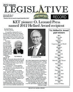 2012 Interim  LEGISLATIVE RECORD  Volume 25, No. 8