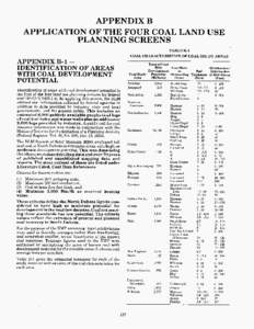 APPENDIX B   APPLICATION OF THE FOUR COAL LAND USE PLANNING SCREENS