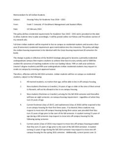 Microsoft Word - Memorandum for all Civilian Students - Housing Policy[removed]FINAL.docx