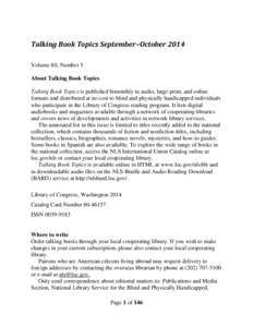 Talking Book Topics September-October 2014