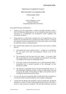 CB[removed])  Submission to Legislative Council Bills Committee on Competition Bill 29 November 2010 by