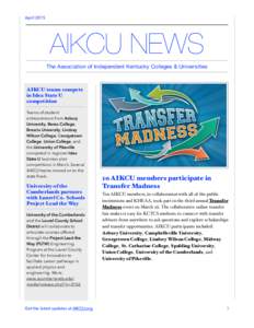 AprilAIKCU NEWS The Association of Independent Kentucky Colleges & Universities  AIKCU teams compete