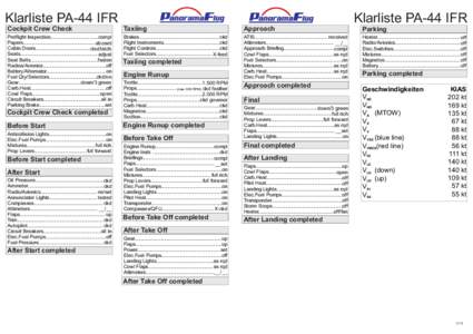 Klarliste PA-44 IFR  Klarliste PA-44 IFR Cockpit Crew Check  Taxiing