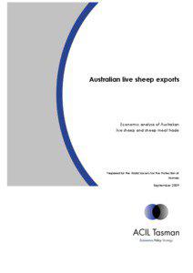 Australian live sheep exports  Economic analysis of Australian