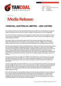 YANCOAL AUSTRALIA LTD ADDRESS: