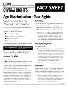 New Jersey Department of Law & Public Safety Division on FACT SHEET  Age Discrimination - Your Rights