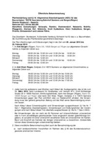 Öffentliche Bekanntmachung Planfeststellung nach § 18 Allgemeines Eisenbahngesetz (AEG) für das Bauvorhaben “ESTW Ausrüstung Bahnhof Samtens und Bergen(Rügen) Strecke Stralsund – Sassnitz Bahn-km 227,139 bis 262