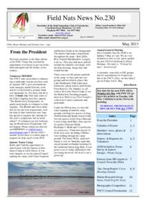Field Nats News No.230 Newsletter of the Field Naturalists Club of Victoria Inc. Understanding Our Natural World Est. 1880